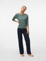 Vero Moda Koszulka w kolorze zielonym rozmiar: XL. Zielone bluzki damskie Vero Moda, xl, bez wzorów, z lyocellu, bez kołnierzyka, bez ramiączek. Za 70.41 zł.