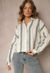 Beżowa Casualowa Koszula z Bawełny w Paski Sileata. Brązowe koszule damskie Renee, l, bez wzorów, z bawełny, retro, bez kołnierzyka, bez ramiączek. Za 79.99 zł.