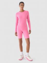 4F Legginsy krótkie treningowe damskie - różowe L. Czerwone legginsy damskie 4F, l, bez wzorów, z dzianiny, z podwyższonym stanem, na fitness i siłownię. W wyprzedaży za 49.99 zł.