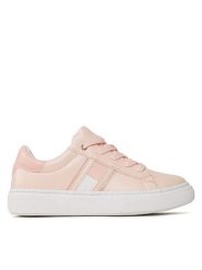 Tommy Hilfiger Sneakersy Flag Low Cut Lace-Up Sneaker T3A9-32703-1355 S Różowy. Czerwone buty sportowe dziewczęce Tommy Hilfiger, bez wzorów, ze skóry, bez zapięcia. Za 249.99 zł.