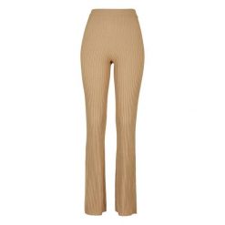 Legginsy Damskie Dzianinowa Prążkowana Szeroka. Brązowe legginsy damskie Urban Classics, xl, bez wzorów, z dzianiny. Za 256.99 zł.