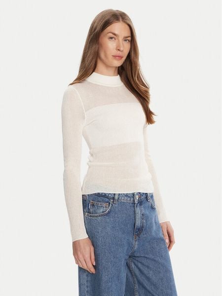 HUGO Sweter Slumy_B 50543045 Écru Slim Fit. Swetry klasyczne damskie Hugo, l, z wiskozy, bez kołnierzyka. Za 259.99 zł.