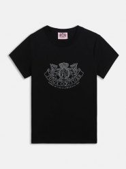 Juicy Couture Koszulka w kolorze czarnym rozmiar: XS. Czarne bluzki damskie Juicy Couture, xs, bez wzorów, bez kołnierzyka, bez ramiączek. Za 152.99 zł.