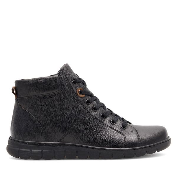 Trzewiki Go Soft. Czarne botki damskie GO SOFT, bez obcasa, na płaskiej podeszwie, bez zapięcia. Za 229.99 zł.