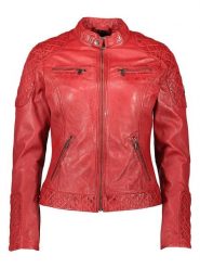 HIS Skórzana kurtka w kolorze czerwonym rozmiar: 44. Czerwone kurtki damskie HIS, bez wzorów, ze skóry, bez kaptura. Za 478.99 zł.