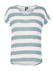 Vero Moda Koszulka w kolorze biało-błękitnym rozmiar: XS. Białe bluzki damskie Vero Moda, s, bez wzorów, z wiskozy, bez kołnierzyka, bez ramiączek. Za 74.63 zł.