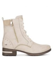 Mustang Trzewiki 1229-522 BIG Biały. Białe botki damskie Mustang, z materiału, bez obcasa, na słupku, bez zapięcia. Za 369.99 zł.