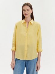 Tommy Hilfiger Koszula WW0WW42037 Żółty Relaxed Fit. Żółte koszule damskie Tommy Hilfiger, bez wzorów, ze lnu, bez kołnierzyka, bez ramiączek. Za 299.99 zł.