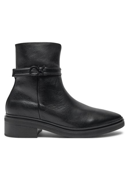 Calvin Klein Botki HW0HW02183 Czarny. Czarne botki damskie Calvin Klein, ze skóry, bez obcasa, na płaskiej podeszwie, bez zapięcia. Za 449.99 zł.