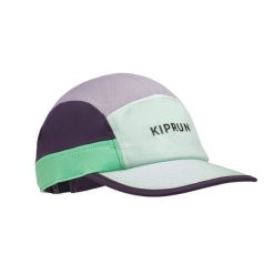 Czapka z daszkiem do biegania Kiprun 5 paneli. Fioletowe czapki z daszkiem damskie KIPRUN, bez wzorów, z materiału. Za 49.99 zł.