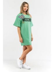 Moschino Sukienka w kolorze zielonym rozmiar: 40. Zielone sukienki damskie MOSCHINO, bez wzorów, z bawełny, bez ramiączek. Za 638.42 zł.