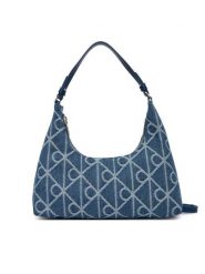 Calvin Klein Torebka Emblem Aop Denim Shoulder Bag LV04F3431G Niebieski. Niebieskie torebki klasyczne damskie Calvin Klein, z denimu, bez dodatków. Za 489.99 zł.
