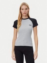Guess T-Shirt W5GP61 KA0H1 Szary Regular Fit. Szare t-shirty damskie Guess, s, z aplikacjami, z bawełny, bez kołnierzyka. Za 79.99 zł.