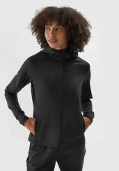 Bluza treningowa damska sportowa rozpinana szybkoschnąca. Czarne bluzy damskie 4F, l, bez wzorów, z elastanu, bez kaptura. Za 239.99 zł.