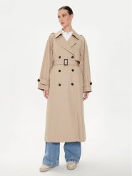 Tommy Hilfiger Trencz WW0WW43336 Beżowy Oversize. Brązowe płaszcze damskie Tommy Hilfiger, l, bez wzorów, z bawełny, bez kaptura. Za 1,329.00 zł.