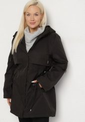 Czarna Kurtka Typu Parka z Kapturem i Podpinanymi Rękawami Falunea. Czarne parki damskie Born2be, plus size, z jeansu, z kapturem. Za 229.99 zł.