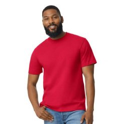 Koszulka Unisex Dla Dorosłych Softstyle Midweight. Czerwone bluzki damskie GILDAN, xl, bez wzorów, sportowe, bez kołnierzyka, bez ramiączek. Za 33.99 zł.