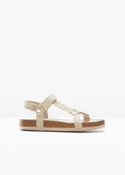 Sandały. Brązowe sandały damskie bonprix, bez wzorów, bez obcasa, bez zapięcia. Za 134.99 zł.