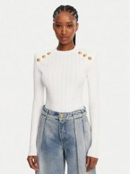 Balmain Sweter DF1KD001KB07 Biały Regular Fit. Białe swetry klasyczne damskie Balmain, z wiskozy, bez kołnierzyka. Za 4,679.00 zł.