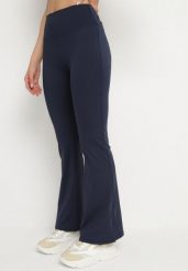 Granatowe Legginsy Typu Dzwony z Wysokim Stanem Orralise. Niebieskie legginsy damskie Born2be, m, bez wzorów, z jeansu. Za 59.99 zł.