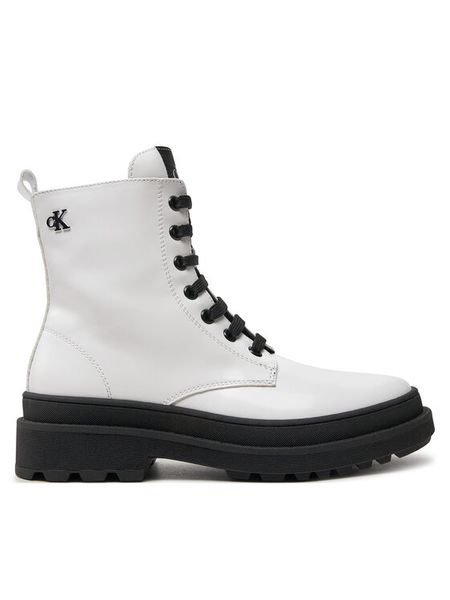 Calvin Klein Jeans Trapery Lace-Up Bootie V4A5-81031-1453 S Biały. Białe kozaki dziewczęce Calvin Klein Jeans, bez wzorów, z jeansu, bez obcasa, bez zapięcia. Za 399.99 zł.