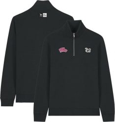 Bluza z zamkiem 1/4 – Polo – Organiczna – Dla dorosłych (Czarna). Czarne bluzy damskie SURF MONKEY, xl, z aplikacjami, z bawełny, bez kaptura. Za 349.95 zł.
