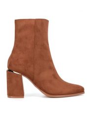 Nine West Botki WFA3000-1 Brązowy. Brązowe botki damskie Nine West, z materiału, bez obcasa, na słupku, bez zapięcia. Za 279.99 zł.