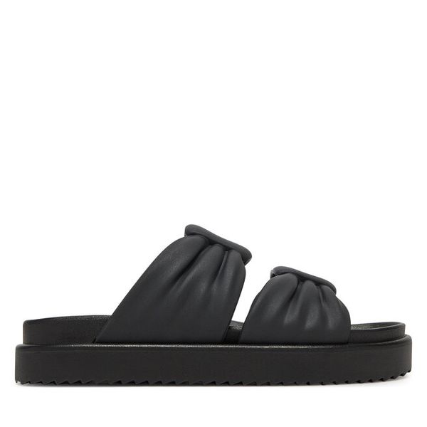 Klapki JENNY. Czarne klapki damskie Jenny, bez wzorów, bez obcasa, bez zapięcia. Za 79.99 zł.