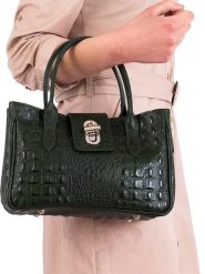 Lia Biassoni Skórzana torebka w kolorze ciemnozielonym - 26 x 17 x 12 cm rozmiar: onesize. Zielone torebki klasyczne damskie Lia Biassoni, z materiału, przez ramię, bez dodatków. Za 208.99 zł.