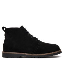 Botki Birkenstock. Czarne botki damskie Birkenstock, bez obcasa, na płaskiej podeszwie, bez zapięcia. Za 729.99 zł.
