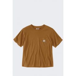 Koszulka damska bawełniana z kieszonką Carhartt Lightweight. Brązowe bluzki damskie Carhartt, xl, bez wzorów, z bawełny, bez kołnierzyka, bez ramiączek. Za 123.99 zł.
