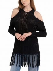 Replay Sweter w kolorze czarnym rozmiar: M. Czarne swetry klasyczne damskie Replay, m, z bawełny, bez kołnierzyka. Za 294.28 zł.