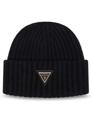 Guess Czapka AW5623 VIS01 Czarny. Czarne czapki damskie Guess, na zimę, z aplikacjami, z wiskozy. Za 154.99 zł.