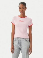 Tommy Hilfiger T-Shirt Logo Graphic Ringer WW0WW49245 Różowy jasny Slim Fit. Czerwone t-shirty damskie Tommy Hilfiger, xl, bez wzorów, z bawełny, bez kołnierzyka. Za 209.99 zł.