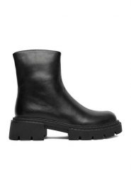 Badura Botki C-ANAHI-MX01415-2 Czarny. Czarne botki damskie Badura, ze skóry, bez obcasa, na płaskiej podeszwie, bez zapięcia. Za 299.99 zł.