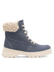 Go Soft Trzewiki MIRIAM WS6217-02 Granatowy. Niebieskie botki damskie GO SOFT, z materiału, bez obcasa, na płaskiej podeszwie, bez zapięcia. Za 179.99 zł.