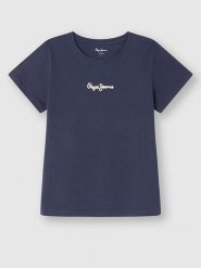 Pepe Jeans Koszulka w kolorze granatowym rozmiar: M. Niebieskie bluzki damskie Pepe Jeans, m, bez wzorów, z bawełny, bez kołnierzyka, bez ramiączek. Za 83.22 zł.