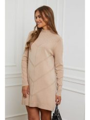 Soft Cashmere Sukienka dzianinowa w kolorze beżowym rozmiar: 34/36. Brązowe sukienki damskie Soft Cashmere, bez wzorów, z dzianiny, klasyczne, bez ramiączek. Za 111.33 zł.