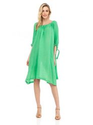 Tantra Lniana sukienka w kolorze zielonym rozmiar: onesize. Zielone sukienki damskie Tantra, bez wzorów, ze lnu, bez ramiączek. Za 229.95 zł.