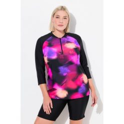 Damskie Koszulka ochrona UV slim stójka długi rękaw UPF 50+. Czarne koszulki damskie Ulla Popken, plus size, bez wzorów, z elastanu, bez kołnierzyka, bez ramiączek. Za 239.99 zł.