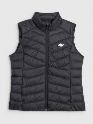 4F Bezrękawnik z wypełnieniem syntetycznym damski - czarny M. Czarne kamizelki damskie 4F, m, bez wzorów, z materiału, z kapturem. Za 199.99 zł.