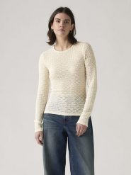 Levi's Koszulka w kolorze kremowym rozmiar: L. Brązowe bluzki damskie Levi's, l, bez wzorów, z bawełny, bez kołnierzyka, bez ramiączek. Za 107.95 zł.