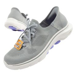 Buty damskie sportowe Skechers Go Walk 7-Via SLIP-INS. Szare obuwie sportowe casual damskie Skechers, trekkingowe. Za 229.00 zł.
