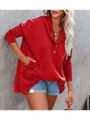Milan Kiss Bluza w kolorze czerwonym rozmiar: XL. Czerwone bluzy damskie Milan Kiss, xl, bez wzorów, z kapturem. Za 164.95 zł.