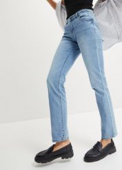 Dżinsy ze stretchem STRAIGHT, mid waist. Niebieskie jeansy damskie bonprix. Za 129.99 zł.
