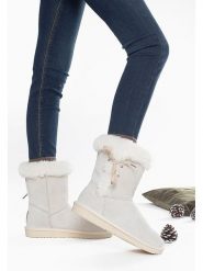 Gooce Skórzane kozaki zimowe "Alissa" w kolorze białym rozmiar: 39. Białe kozaki damskie Gooce, na zimę, ze skóry, bez obcasa, bez zapięcia. Za 267.92 zł.