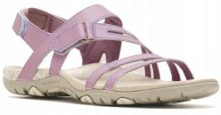 Sandały trekkingowe dla kobiet Merrell SANDSPUR ROSE. Czerwone sandały damskie Merrell, bez wzorów, z gumy, bez obcasa, bez zapięcia. Za 279.99 zł.
