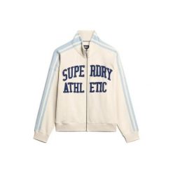 Kurtka dresowa z zamkiem błyskawicznym z aplikacją dla kobiet Superdry Athletic. Brązowe kurtki damskie Superdry, z aplikacjami, z dresówki, bez kaptura. Za 390.50 zł.