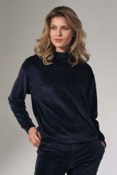 Welurowa Bluza z Kapturem - Granatowa. Brązowe bluzy damskie Figl, l, bez wzorów, z lycry, z kapturem. Za 229.00 zł.