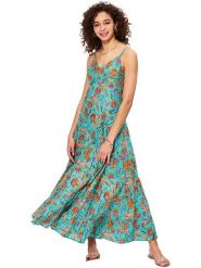 Aller Simplement Sukienka w kolorze turkusowo-pomarańczowym rozmiar: 42. Brązowe sukienki damskie Aller Simplement, bez wzorów, z bawełny, bez ramiączek. Za 100.99 zł.